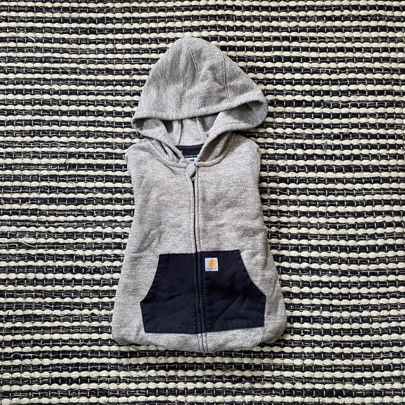 🌿Carhartt Baby Toddler Gray Full Zip Fleece Coverall One Piece Jumper 24M